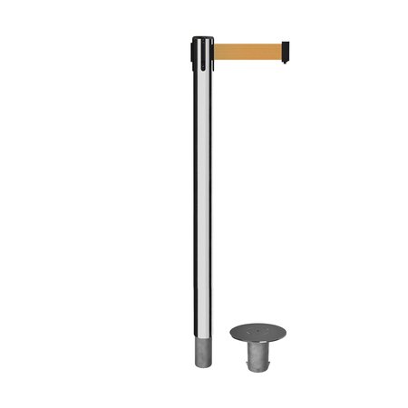 MONTOUR LINE Stanchion Belt Barrier Removable Base Pol.Steel Post 7.5ftBrown Belt MX630R-PS-BN-75